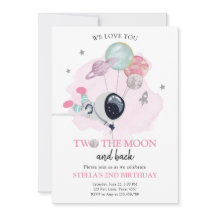 Två Måne Astronaut Space Girl 2:a födelsedagen