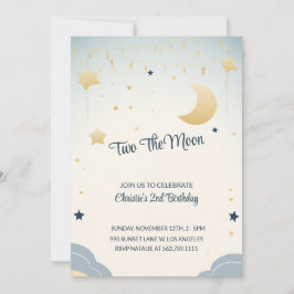 Två Måne-flicka andra Födelsedagsfest inbjudan