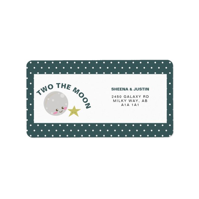 Två Måne Kawaii 2:a födelsedagstidningen Space Gal Adressetikett (Framsidan)