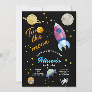Två Måne-minnesdagen Rocket och Planets Inbjudningar