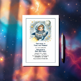 "Två Måne" Rocket Småbarn Födelsedagsfest Inbjudningar