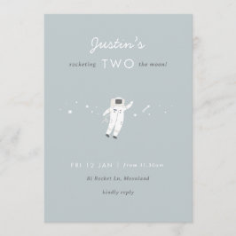 Två Måne-rymden Party 2:a födelsedagen Inbjudan