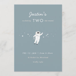 Två Måne-rymden Party 2:a födelsedagen Inbjudan