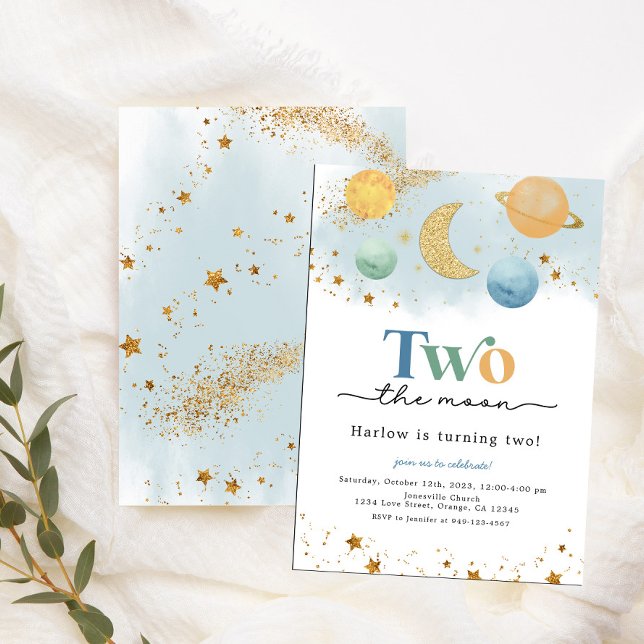 Två Måne Rymden:s andra födelsedagsinbjudan Meddelande (Skapare uppladdad)