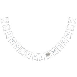 Två Måne White Silver Boy, andra födelsedagen Vimplar