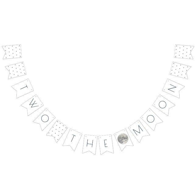 Två Måne White Silver Boy, andra födelsedagen Vimplar (Alla)