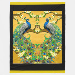 Två manliga indianska blåpeacockor fleecefilt