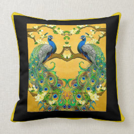 Två manliga indianska blåpeacockor kudde