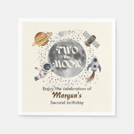 Två Månplaneter Könsneutral 2-års födelsedag Pappersservett
