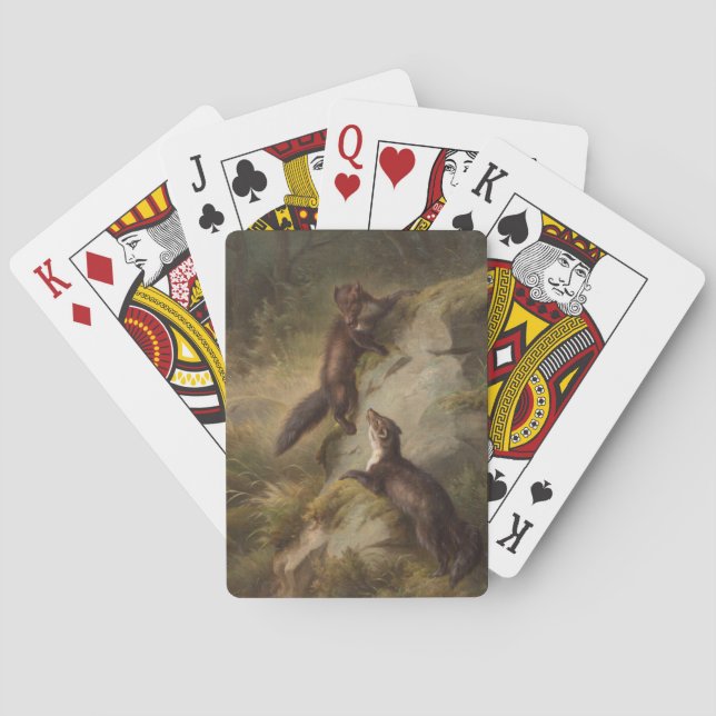 Två mårdar i en skog casinokort (Baksidan)