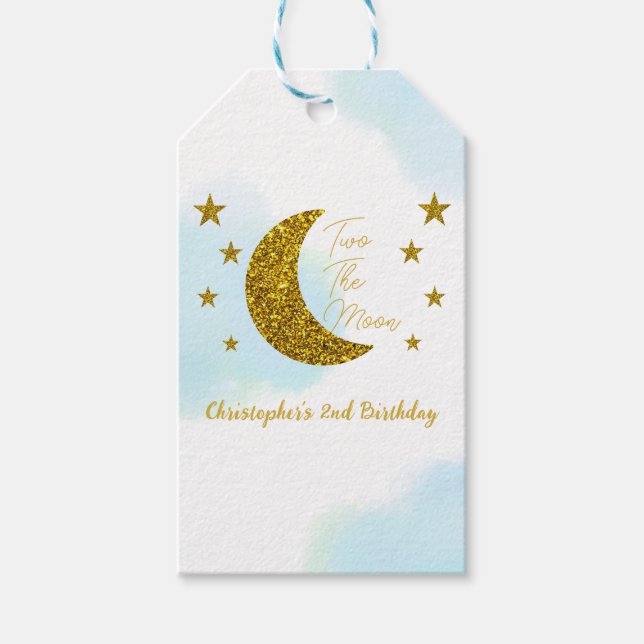 Två Märkre för andra födelsedag i Måne Presentetikett (Framsidan)