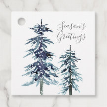 Två märkre med Watercolor Winter Gräs Träd-gåva