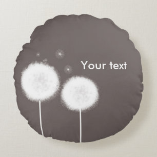 Två maskrosor Taupe rustika lanthushåll Rund Kudde