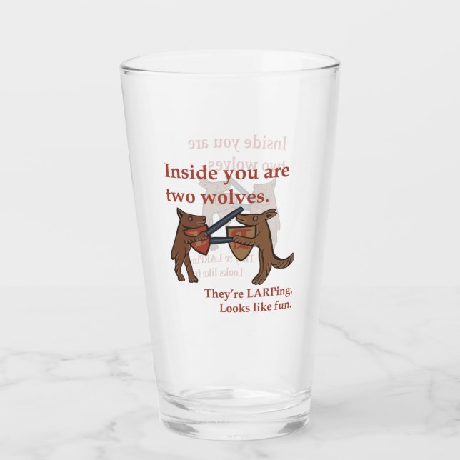 Två medeltida vargar glas kopp (Framsida)