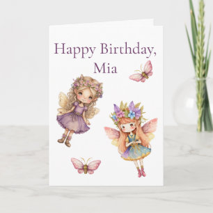 Två mejerifjärilar-flickor med födelsedagskort kort