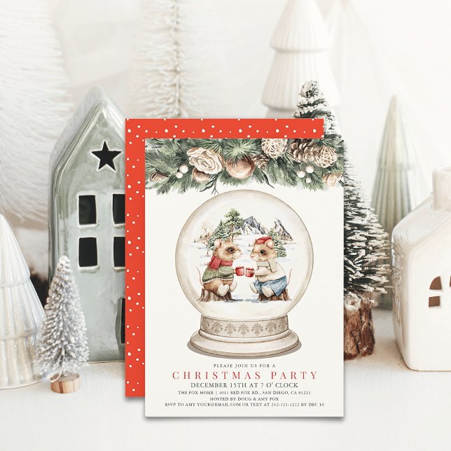 Två mikrofoner Cheers Snö Globe-Julfesten Inbjudningar (Skapare uppladdad)