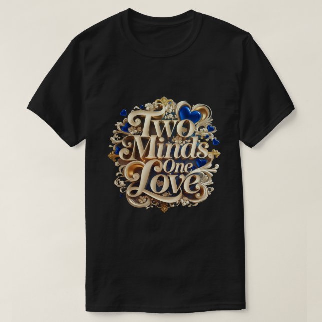 "Två minder, en Kärlek" Elegant Par T-Shirt (Design framsida)