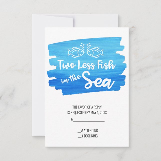 Två mindre fiskar i havsvattenfärgen Bröllop OSA Kort (Framsida)