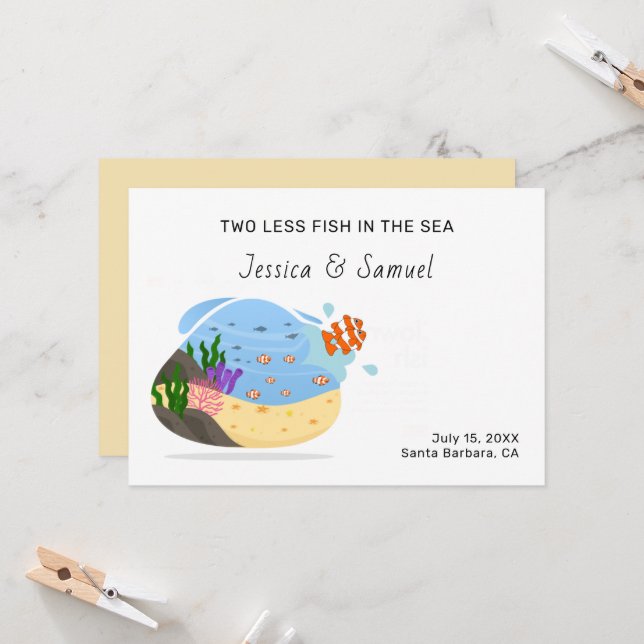  Två mindre fiskar i meddelandet om Förlovning av  Inbjudningar (Fram/Back In Situ)