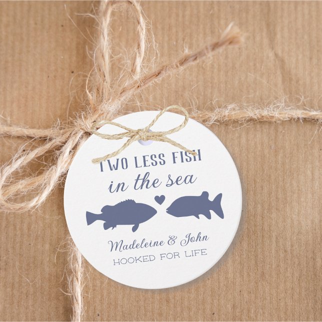 Två mindre fiskar i Sea Par Shower Gåvor Etiketter (Two Less Fish In The Sea Couples Shower Favor Tags)