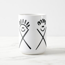 Två Minimala Vänner – Linjekonst Kaffemugg