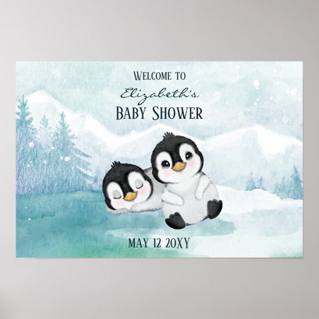 Två missvisande babyskor för Penguins illustration Poster (Framsidan)