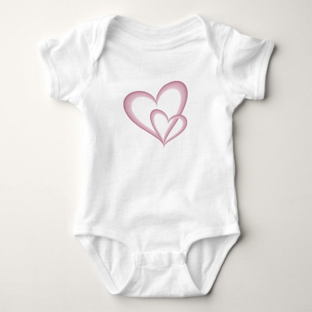 Två moderna rosa hjärtan Abstrakt konst T Shirt (Framsida)