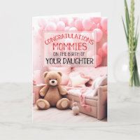 TVÅ MOMMIER Rosa Nyfödd bebis Grattis