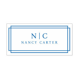 Två monogram geometrisk kant självfärgande stämpel