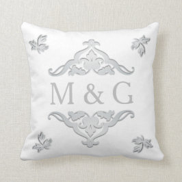 Två Monograms med Scrollwork och löv A24 Kudde