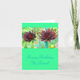 TVÅ MÖRK - röda VIN-färgade DAHLIAS Kort