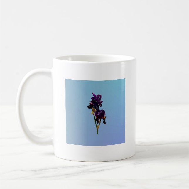 Två Mörkar Lila Irises Coffee Mugg (Vänster)