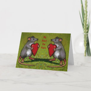 Två möss byter hjärtan: Valentine: Artwork Helgkort