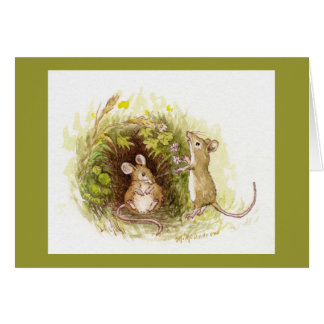 Två möss i denbild insidan för! hälsningskort