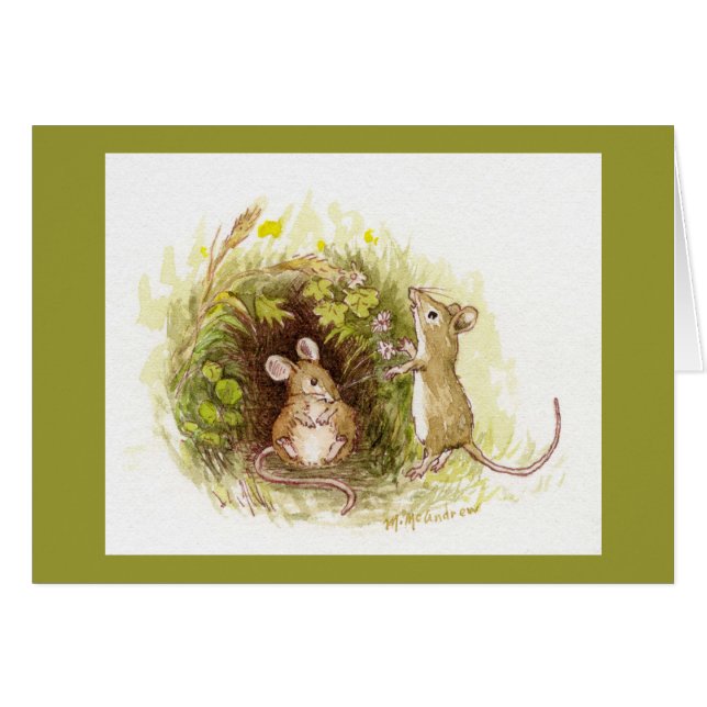 Två möss i denbild insidan för! hälsningskort (Framsidan Horizontal)