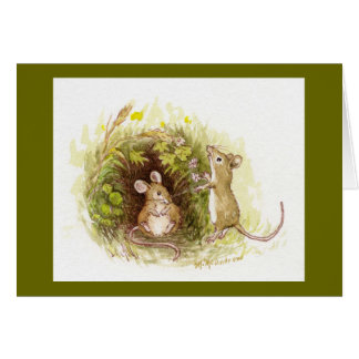 Två möss i gräset hälsningskort