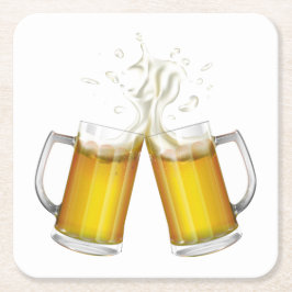 Två mugg med lätt öl. underlägg papper kvadrat