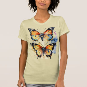 Två multifärgader i fjärilar, kvinnors t-shirt