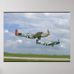 Två Mustangs som P51 By flyger. _WWIIflygplan Poster