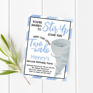Två-Nado-Tornado, andra Födelsedagsfesten-inbjudan Inbjudningar
