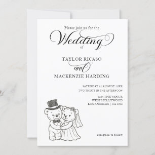 Två Nallar Bride och Groom Bröllop Inbjudningar
