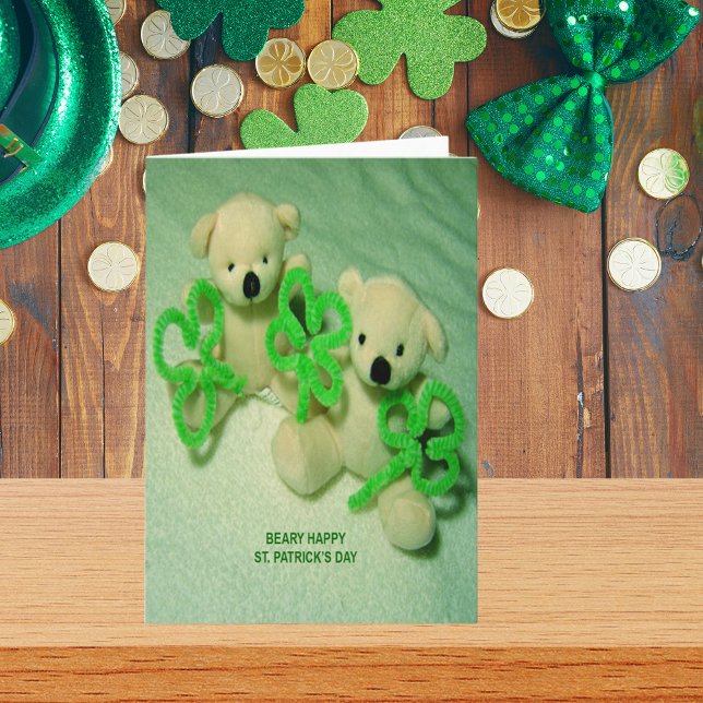 Två Nallar med Shamrocks Kort (Two Teddy Bears with Shamrocks Card)