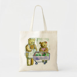 Två nallar shoppingai genererade tote bags tygkasse