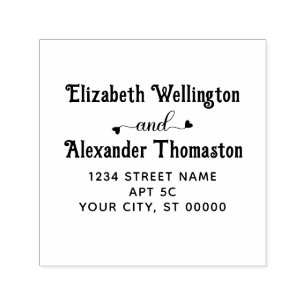 Två Namn Finare Heart"and" #1 Returadress Självfärgande Stämpel