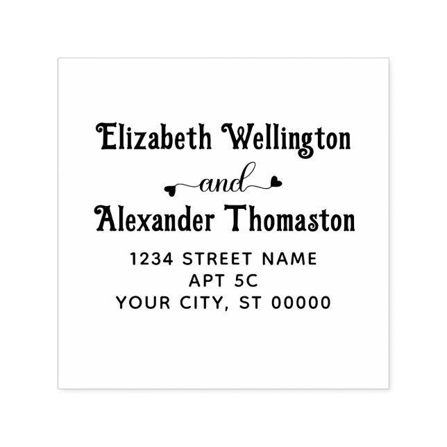 Två Namn Finare Heart"and" #1 Returadress Självfärgande Stämpel (Design)