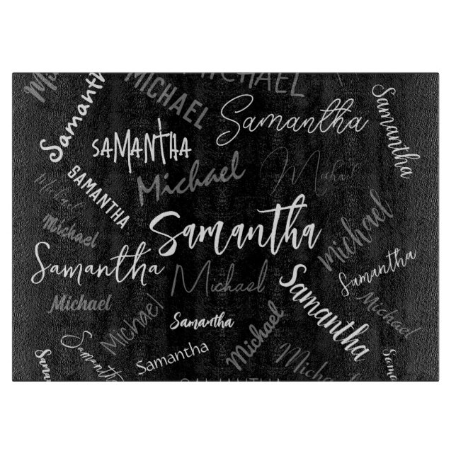 Två namn par mönster monogram svart grått vitt (Framsidan)