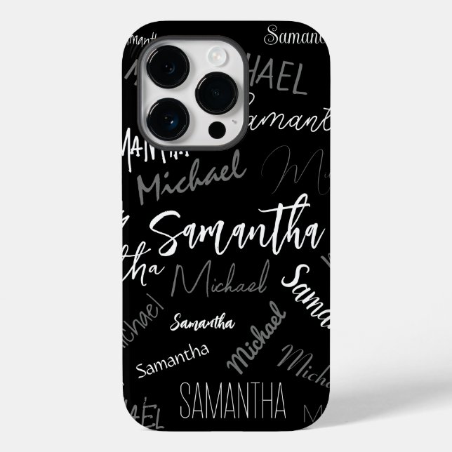 Två namn par mönster monogram svart grått vitt (Baksida)