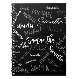 Två namn par mönster monogram svart grått vitt anteckningsbok