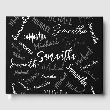 Två namn par mönster monogram svart grått vitt