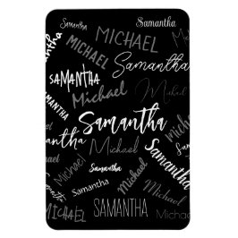 Två namn par mönster monogram svart grått vitt magnet